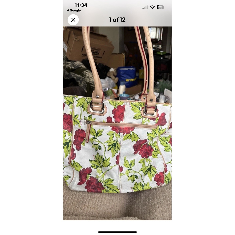 tignanello genuine leather " Bed Of Roses " Multicolor Satchel ( No Shoulder Str